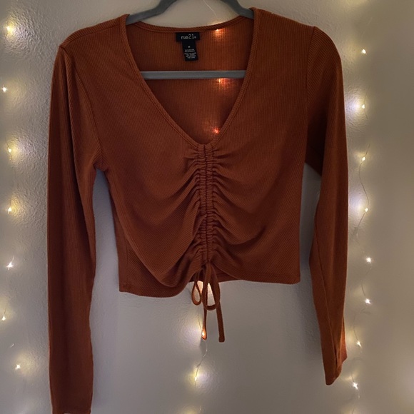 Burnt Orange Long Sleeve Crop - Picture 1 of 1